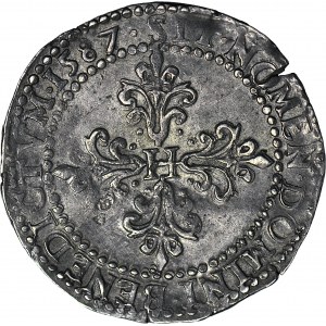Henryk Walezy, 1/2 franka 1587, ET. POL, B Rouen, piękne