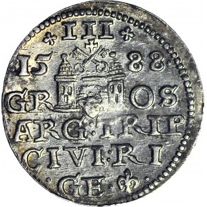 Zygmunt III Waza, Trojak 1588, Ryga, duże popiersie króla