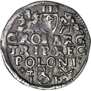 R-, Zygmunt III Waza, Trojak Poznań 1594 POLONI, nieopisana HYBRYDA