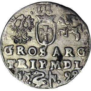 RR-, Zygmunt III Waza, Trojak 1599, Wilno, Łabędź, R4