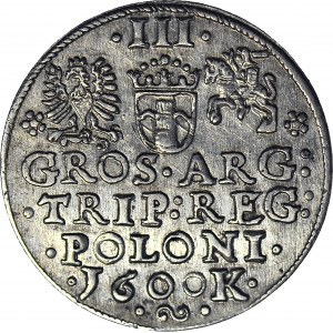 Zygmunt III Waza, Trojak 1600 Kraków, głowa w lewo, piękny