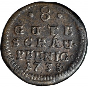 RR-, August III Sas, 1738 okolicznościowe/próbne 8 fenigów
