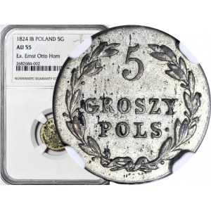5 groszy 1824 IB, piękne, b. rzadki rocznik, Berezowski 12 zł