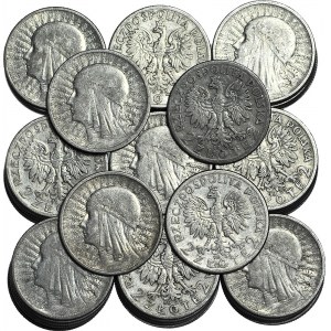 Zestaw 460 monet srebrnych 2 złote głowa kobiety 1932-1934