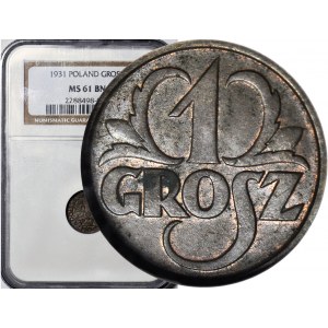 1 grosz 1931, menniczy, kolor RB