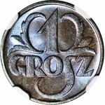 1 grosz 1932, menniczy, kolor BN