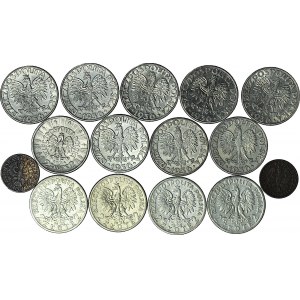 15 szt. monety międzywojenne