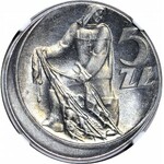 RR-, 5 złotych 1960 Rybak, mennicze, niecentryczne bicie, DESTRUKT