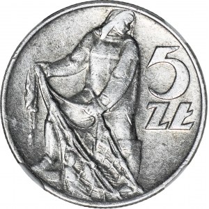R-, 5 złotych 1974 Rybak, SKRĘTKA 200 stopni, rzadkie