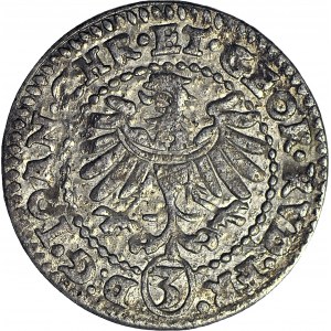 RRR-, Śląsk, Księstwo Legnicko-Brzesko-Wołowskie, 3 krajcary 1606 Złoty Stok, PEŁNA DATA, R8