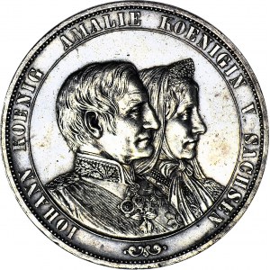 Niemcy, Saksonia, Jan V 1854-1873, Dwutalar = 3 1/2 guldena 1872, Drezno, Złote gody