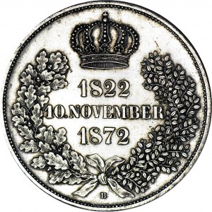 Niemcy, Saksonia, Jan V 1854-1873, Dwutalar = 3 1/2 guldena 1872, Drezno, Złote gody