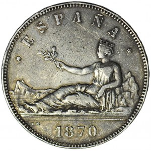 Hiszpania, Rząd Tymczasowy, 5 pesetas 1870
