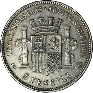 Hiszpania, Rząd Tymczasowy, 5 pesetas 1870