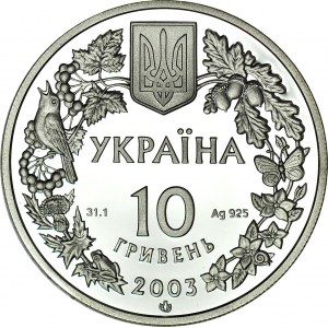Ukraina, 10 hrywien 2003, Żubr, b. rzadki