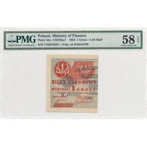 1 grosz 1924 lewa połówka, ser CN, rzadkie
