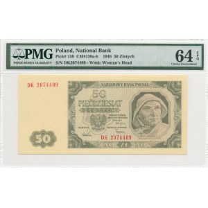 50 złotych 1948, ser. DK, papier prążkowany