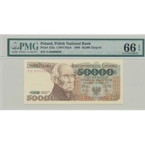 50.000 złotych 1989, ser. AA 0300626
