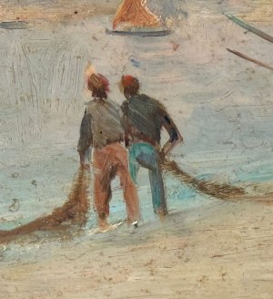 Antonio Perciavalle, View of a Neapolitan Seascape with Fishermen - Antonio Perciavalle