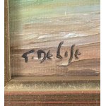 G. De Lise, Widok na przystań z łodzią na brzegu - G. De Lise