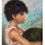 UNIDENTIFIED SIGNATURE, Portrait of a Young Person with Watermelon