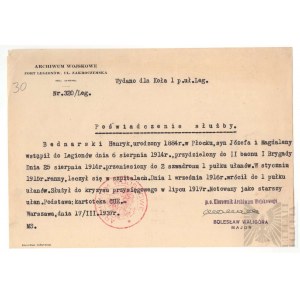 II RP Dokument Po Żołnierzu Legionów Polskich - Lublin, Płock