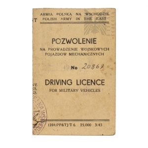 PSZnZ Driving License Polish Army in the East-Alexander Karbarczyk