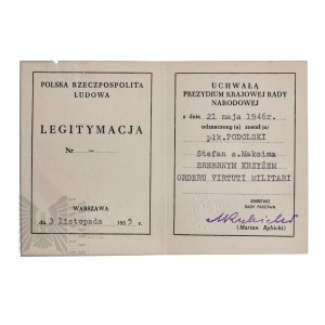 PRL-Legitymacja do Srebrnego Krzyża Orderu Virtuti Militari