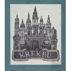 Kraków. Dwie strony tytułowe, drzeworyty, 1942 Krakauer Motive in zehn Holzschnitten ausgeführt von der Abteilung Gebrauchsgraphik der Staatlichen Kunstgewerbeschule in Krakau 1942-1943.