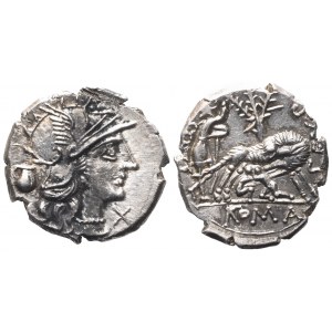 Sex. Pompeius Fostlus, Denarius, 137 BC; AR (3,97 g; 20,4 mm; 9 h)