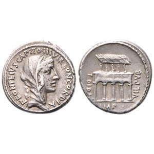 P. Fonteius P. f. Capito, Denario, 55 a.C.; AR (3,90 g; 17,5 mm; 3 h)