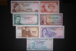 Iceland Lot of 7 Notes1957-1961