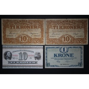 Denmark Lot of 4 Notes 1916-1957