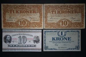 Denmark Lot of 4 Notes 1916-1957