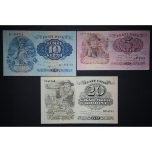 Estonia Lot of 3 Notes 1929-1937