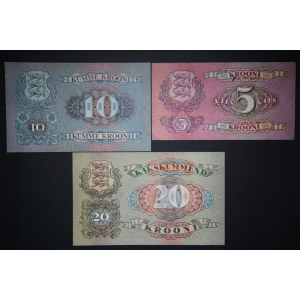 Estonia Lot of 3 Notes 1929-1937