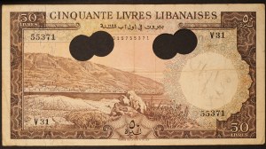 Lebanon 50 Livres 1953 Cancelled note
