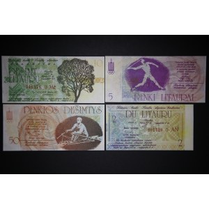 Lithuania Lot of 4 Notes 1991