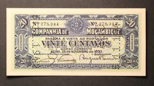Mozambique 20 Centavos 1933