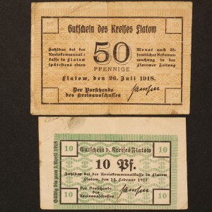 Poland Zlotow Flatow Lot of 2 Notes 1917-1918