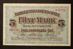 Poland Kowno 5 Mark 1918