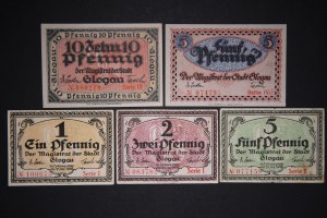 Poland Glogow Lot of 5 Notes 1918-1920
