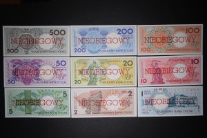 Poland Lot of 9 Notes 1990 Specimens