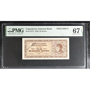 Yugoslavia 20 Dinara 1950 TOP POP SPECIMEN
