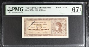 Yugoslavia 20 Dinara 1950 TOP POP SPECIMEN