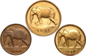 Belgian Congo Lot of 3 Coins (1944-1947)