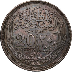 Egypt 20 Piastres 1916 (AH1330) Silver