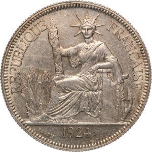 French Indo-China 1 Piastre 1924 A Silver