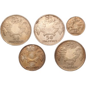 Lebanon Lot of 5 Coins 1929 Silver