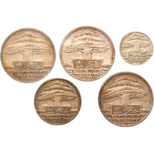 Lebanon Lot of 5 Coins 1929 Silver